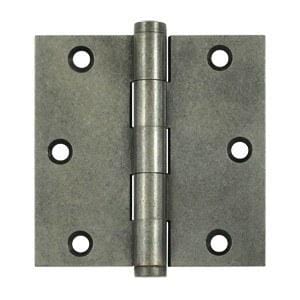 3 1/2" x 3 1/2" with Square Corners Plain Bearing Brass Hinges - Multiple Distressed Finishes - Sold in Pairs - Plain Bearing Solid Brass Hinges White Bronze Dark - 3
