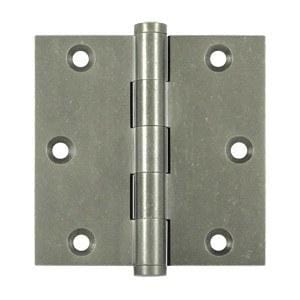 3 1/2" x 3 1/2" with Square Corners Plain Bearing Brass Hinges - Multiple Distressed Finishes - Sold in Pairs - Plain Bearing Solid Brass Hinges White Bronze Medium - 5