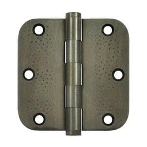 3.5" x 3.5" w 5/8" Radius Corner Plain Bearing Brass Hinges - Multiple Distressed Finishes - Sold in Pairs - Plain Bearing Solid Brass Hinges White Bronze Dark - 1