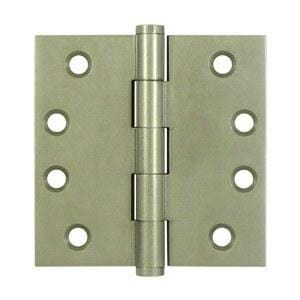 4.5" x 4.5" Square Corner Plain Bearing Brass Hinges - Multiple Distressed Finishes - Sold in Pairs - Plain Bearing Solid Brass Hinges White Bronze Light - 2