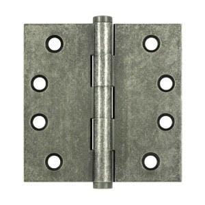 4.5" x 4.5" Square Corner Plain Bearing Brass Hinges - Multiple Distressed Finishes - Sold in Pairs - Plain Bearing Solid Brass Hinges White Bronze Medium - 4