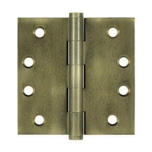 4.5" x 4.5" Square Corner Plain Bearing Brass Hinges - Multiple Distressed Finishes - Sold in Pairs - Plain Bearing Solid Brass Hinges Bronze Medium - 6