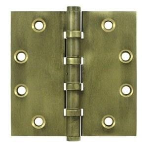 4" x 4" Square Corner Plain Bearing Brass Hinges - Multiple Distressed Finishes - Sold in Pairs - Plain Bearing Solid Brass Hinges Bronze Medium - 1