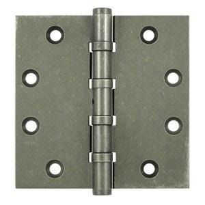 4" x 4" Square Corner Plain Bearing Brass Hinges - Multiple Distressed Finishes - Sold in Pairs - Plain Bearing Solid Brass Hinges White Bronze Medium - 4