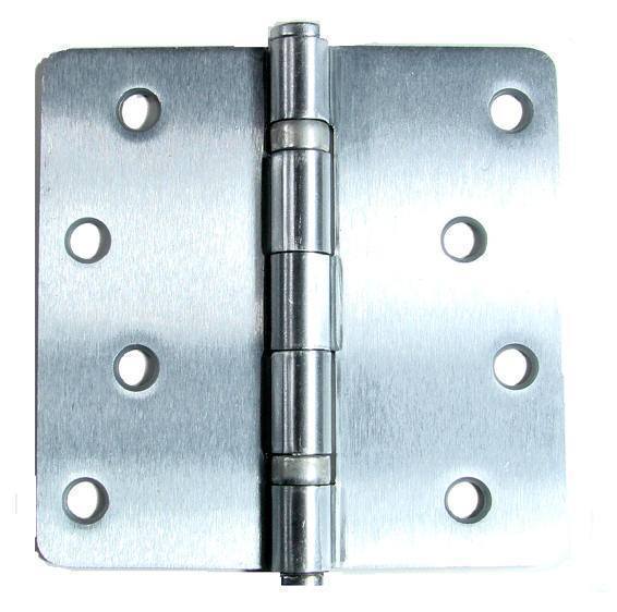 Ball bearing door hinges, 4 inches with 1/4 inch radius corners, available in multiple finishes, sold in a 2 pack.