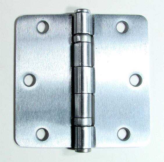3 1/2" x 3 1/2"  with 1/4" Radius Corner Residential Ball Bearing Hinges - Multiple Finishes - Sold in Pairs - Residential Ball Bearing Hinges Satin Chrome - 4