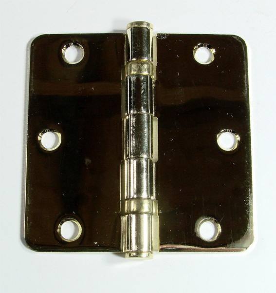3 1/2" x 3 1/2"  with 1/4" Radius Corner Residential Ball Bearing Hinges - Multiple Finishes - Sold in Pairs - Residential Ball Bearing Hinges Bright Brass - 6