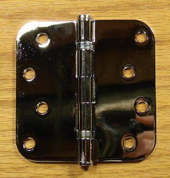 4" x 4" with 5/8" radius corners Polished Chrome Residential Ball Bearing Hinges - Sold in Pairs - Residential Ball Bearing Hinges 