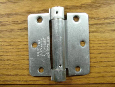 3 1/2" x 3 1/2" Spring Hinges with 1/4" radius corner - Multiple Finishes Available - Sold in Pairs - Residential Spring Hinges Satin Chrome - 6