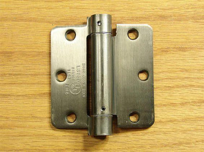 3 1/2" x 3 1/2" Spring Hinges with 1/4" radius corner - Multiple Finishes Available - Sold in Pairs - Residential Spring Hinges Antique Nickel - 7