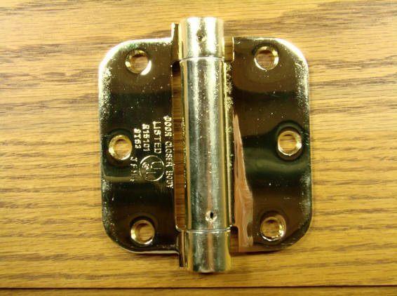 3 1/2" x 3 1/2" Spring Hinges with 5/8" radius corner - Multiple Finishes Available - Sold in Pairs - Residential Spring Hinges Bright Brass - 3