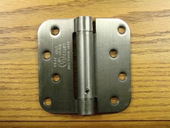 4" x 4" Spring Hinges with 5/8" radius corner Antique Nickel - Sold in Pairs - Residential Spring Hinges 