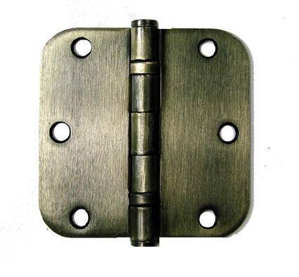 3 1/2" x 3 1/2" with 5/8" radius Residential Ball Bearing Hinges - Multiple Finishes - Sold in Pairs -  Antique Brass - 4
