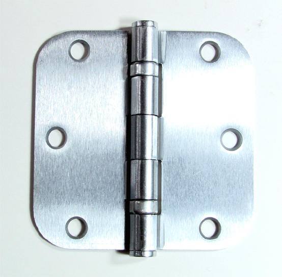3 1/2" x 3 1/2" with 5/8" radius Residential Ball Bearing Hinges - Multiple Finishes - Sold in Pairs -  Satin Chrome - 6