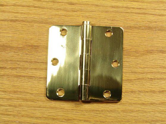 Polished Brass Finish Hinges Solid Brass 3 1/2" x 3 1/2" with 1/4" radius corners - Sold in Pairs - Solid Brass Hinges