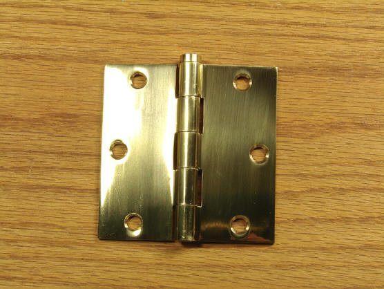 Polished Brass Finish Hinges Solid Brass 3 1/2" x 3 1/2"  with Square Corners - Sold in Pairs - Solid Brass Hinges 