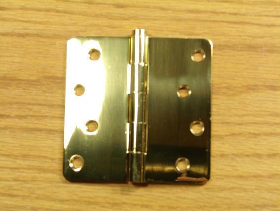 Polished Brass Finish Hinges Solid Brass 4" x 4" with 1/4" radius corners - Sold in Pairs - Solid Brass Hinges