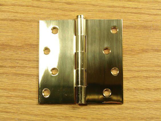 Polished Brass Finish Hinges Solid Brass 4" x 4" with Square Corners - Sold in Pairs - Solid Brass Hinges