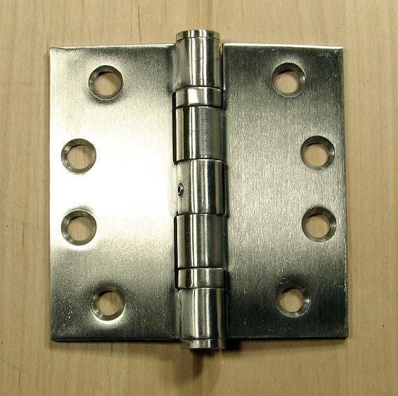 Stainless Steel Ball Bearing Hinges Commercial Hinge - 4" x 4" Square Corner - Sold in Pairs - Stainless Steel Hinges