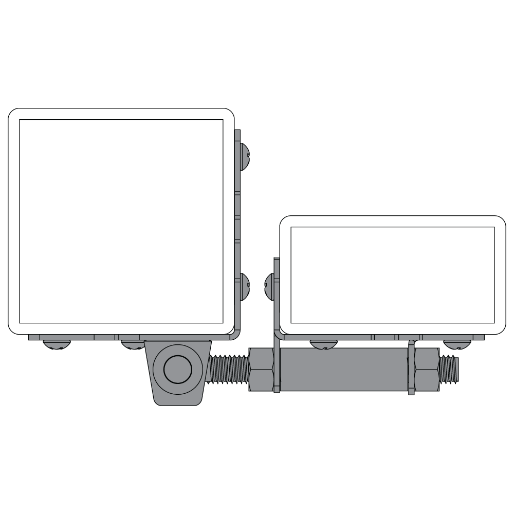Black stainless steel adjustable gate hinge for gate gaps of 5/8 to 1 3/4 inches, sold in a two-pack.