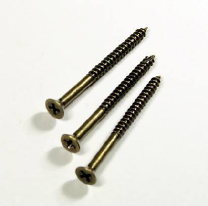 Flat Head #9 x 2 1/4" wood screws with 1 1/2" thread - Antique Brass Finish 24 or 96 Pack - Wood Screws 